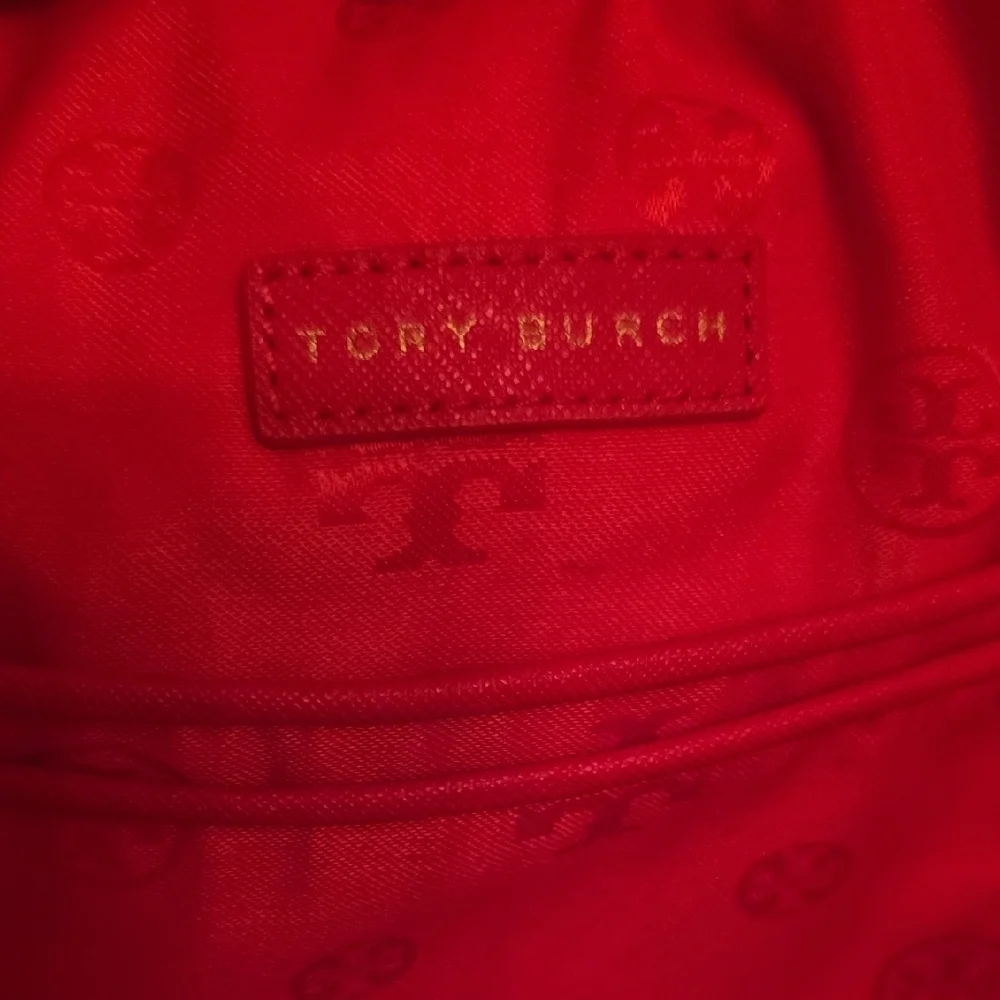 Tory Burch Bright Red Nylon Tote with Leather Trim